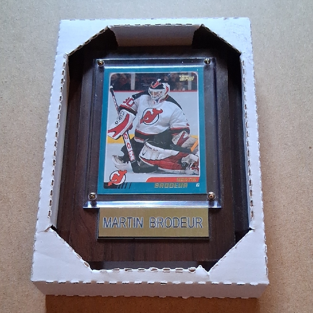 Martin Brodeur Hockey Card Plaque - Black, White, Red
